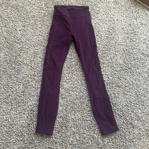 Lululemon plum leggings with mesh sides